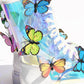 Clear Iridescent Butterfly Lace Up Mid-Calf Flat Boots