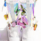 Clear Iridescent Butterfly Lace Up Mid-Calf Flat Boots