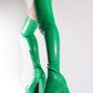 Green Zip Detail Chunky Platform Sole Block Heel Over The Knee Thigh High Long Sock Boot