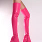 Hot Pink Zip Detail Chunky Platform Sole Block Heel Over The Knee Thigh High Long Sock Boot