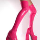 Hot Pink Zip Detail Chunky Platform Sole Block Heel Over The Knee Thigh High Long Sock Boot