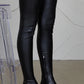 Black Faux Leather Flat Chunky Over The Knee Thigh High Boots