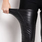 Black Faux Leather Flat Chunky Over The Knee Thigh High Boots