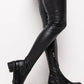 Black Faux Leather Flat Chunky Over The Knee Thigh High Boots