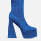 Denim Platform Square Toe Statement Block Heel Ankle Boots