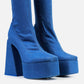 Denim Platform Square Toe Statement Block Heel Ankle Boots