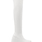Zip Detail Chunky Platform Wedge Over The Knee Thigh High Long Bike Boot - White