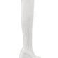 Zip Detail Chunky Platform Wedge Over The Knee Thigh High Long Bike Boot - White