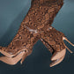 Brown Snake Faux Leather Pointed Toe Over The Knee Thigh High Stiletto Boots