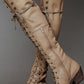 Lace-Up Over-The-Knee Boots - Black/Brown/Khaki/Green