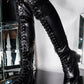 Black Faux Leather Flat Lace Up Over The Knee Thigh High Boots