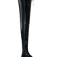 Black Faux Leather Flat Lace Up Over The Knee Thigh High Boots