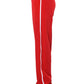 High-Waisted Pointed Toe Stiletto Heel Track Pant Boot With Side Stripes - Red