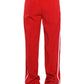 High-Waisted Pointed Toe Stiletto Heel Track Pant Boot With Side Stripes - Red