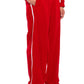 High-Waisted Pointed Toe Stiletto Heel Track Pant Boot With Side Stripes - Red