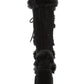 Faux Fur Lace-Up Knee High Chunky Platform Boots - Black