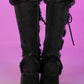 Faux Fur Lace-Up Knee High Chunky Platform Boots - Black