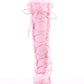 Faux Fur Lace-Up Knee High Chunky Platform Boots - Pink
