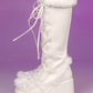 Faux Fur Lace-Up Knee High Chunky Platform Boots - White
