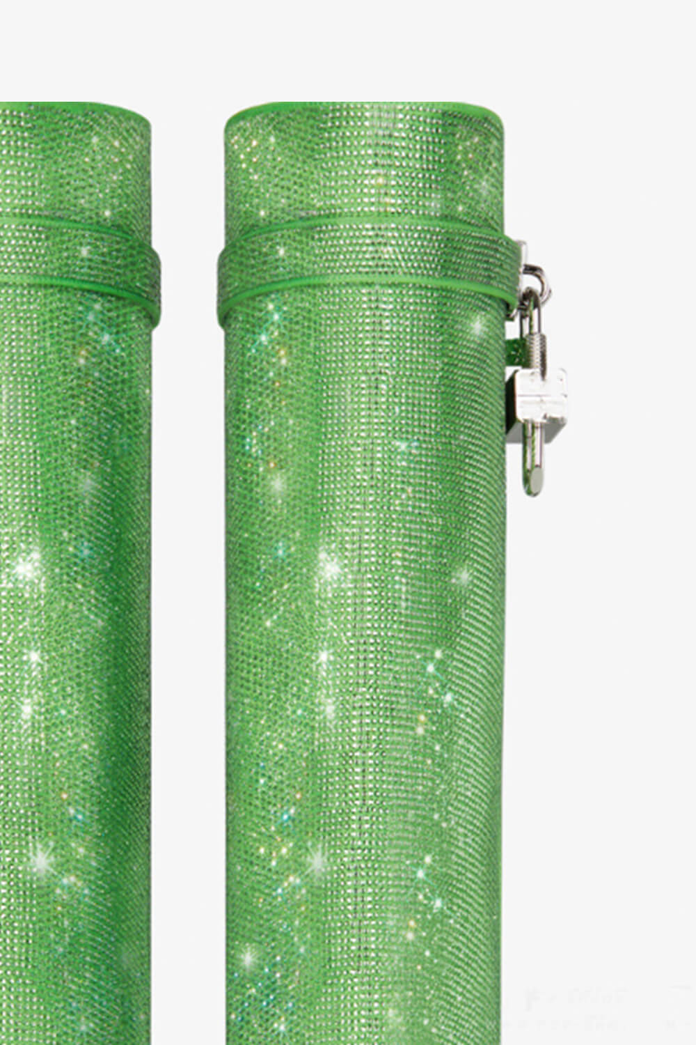 Gem Embellished Diamante Padlock Detail Folded Biker Knee High Boots - Green