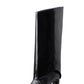 Calf Leather Fold Over Square Toe Knee High Boots - Black
