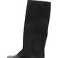 Calf Leather Foldover Ruched Square Toe Chunky Platform Knee High Boots