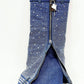 Rhinestone Embellished Denim Padlock Detail Folded Wedge Heel Knee High Boots - Dark Blue