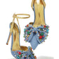 Colorful Rhinestone Gem-Embellished Bow Pump In Denim