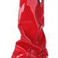 Patent Wrapped Padlock Zip Detail Folded Knee High Wedge Chunky Biker Boots - Red