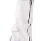 Patent Wrapped Padlock Zip Detail Folded Knee High Wedge Chunky Biker Boots - White