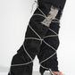 Rhinestone Rope Wrap Lace Up Fold Over Over The Knee Boots - Black