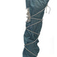 Rhinestone Rope Wrap Lace Up Fold Over Over The Knee Boots - Blue
