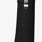 Raffia Padlock Detail Folded Wedge Heel Knee High Boots - Black