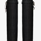 Raffia Padlock Detail Folded Wedge Heel Knee High Boots - Black
