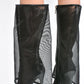 Mesh Fold Over Knee High Stiletto Heeled Pointy Boots