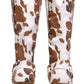 Cow Buckle Strap Detail Mid-Calf Western Boots - Brown