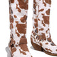 Cow Buckle Strap Detail Mid-Calf Western Boots - Brown