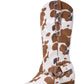 Cow Buckle Strap Detail Mid-Calf Western Boots - Brown