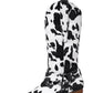 Cow Buckle Strap Detail Mid-Calf Western Boots - Black