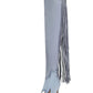 Rhinestone Embellished Fringe Cut Out Western Cowboy Open Toe Stiletto Boots - Light Blue