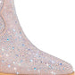 Rhinestones Embellished Western Cowboy Mid-Calf Pointed Toe Block Heeled Boots - Nude