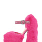 Fuzzy Faux Fur Platform Mary Janes Pumps With Rhinestone Straps Details - Hot Pink