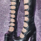 Faux Leather Multi Strap Fastened Up Platform Knee High Boots