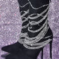 Rhinestone Chain Embellished Pointed Toe Mid-Calf Stiletto Boots