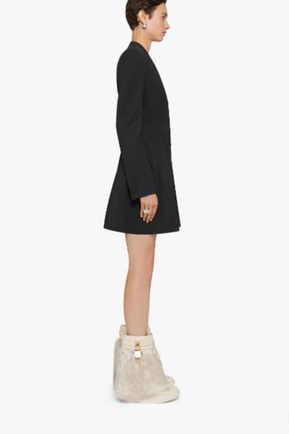 Faux Fur Padlock Detail Folded Chunky Sole Biker Ankle Boots - White