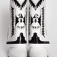 Western Cowboy Fold Over Pointed Toe Block Heel Ankle Boots - White