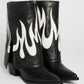 Fire Western Cowboy Fold Over Pointed Toe Block Heel Ankle Boots - Black