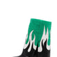 Fire Western Cowboy Fold Over Pointed Toe Block Heel Ankle Boots - Green