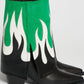 Fire Western Cowboy Fold Over Pointed Toe Block Heel Ankle Boots - Green