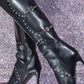 Studded Buckle Detail Pointed Knee High Stiletto Heeled Boots